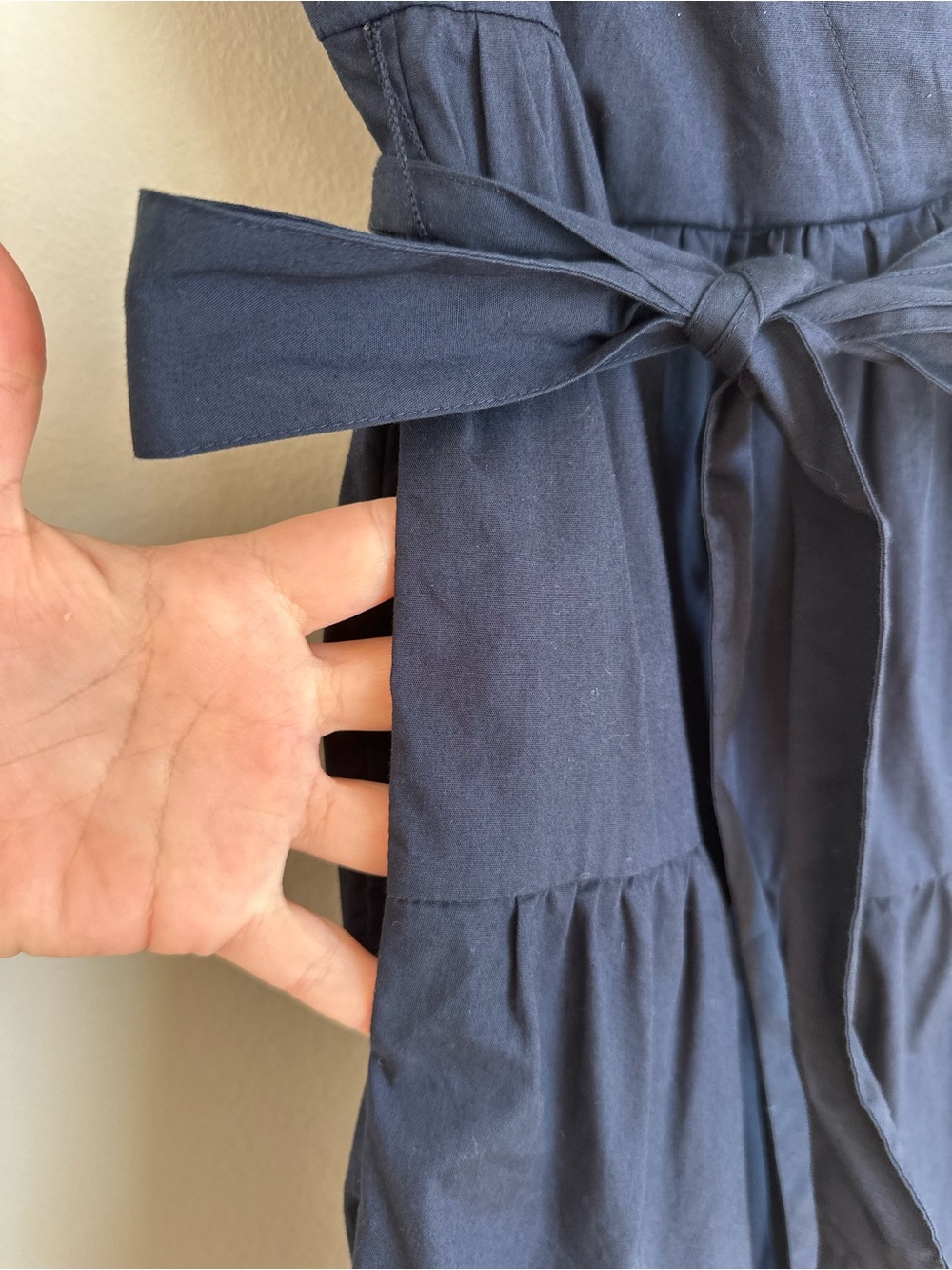 J. Crew women’s Size 2 Faux-wrap sleeveless mini dress belted Navy - Picture 4 of 11